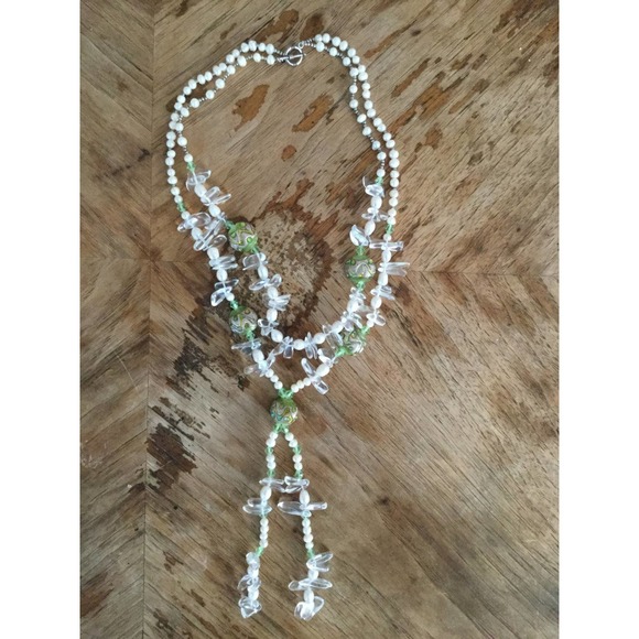 Vintage Fresh Water Pearl 2 Layered Glass Necklace - Picture 5 of 5